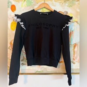 Philosophy di Lorenzo Serafini Black Sweatshirt with Ruffle Accents
